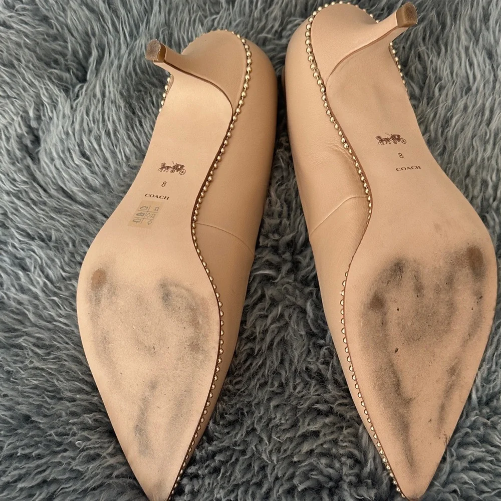 Coach Nude Leather Pointed Flats